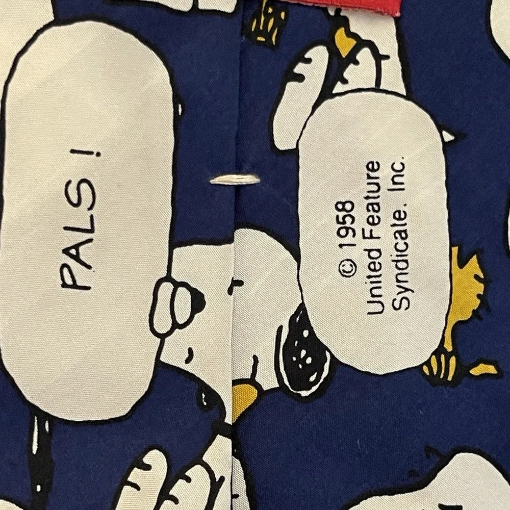 Vintage Peanuts Men Pals Snoopy Woodstock Emotions 90s Silk Neck Tie Cartoon